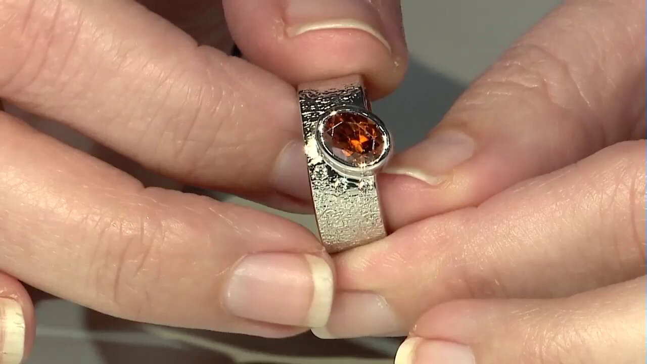 Video Zilveren ring met een Oranje Zirkoon (MONOSONO COLLECTION)