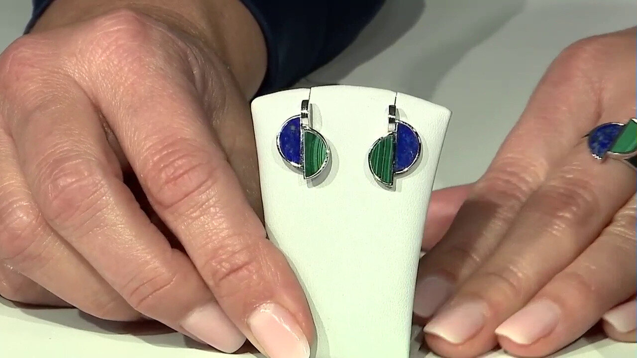 Video Zilveren oorbellen met lapis lazulistenen