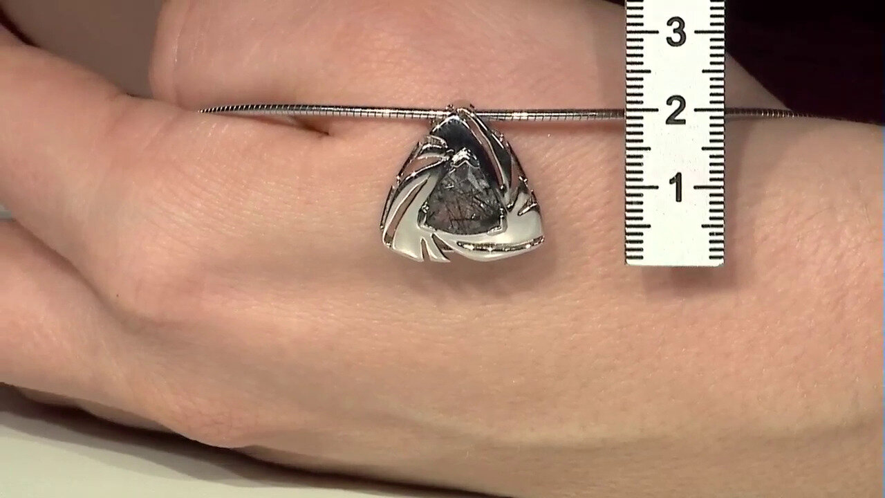 Video Black Rutile Quartz Silver Pendant (MONOSONO COLLECTION)
