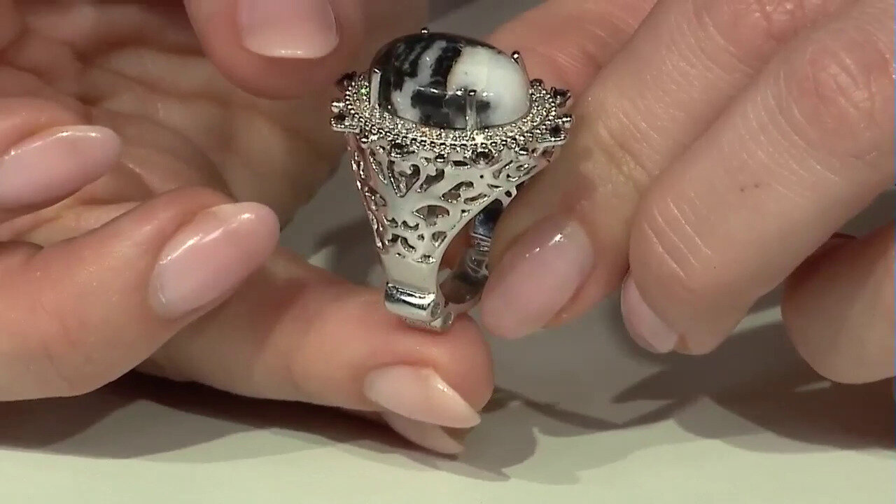 Video Zilveren ring met een Zebra Jaspis (Dallas Prince Designs)