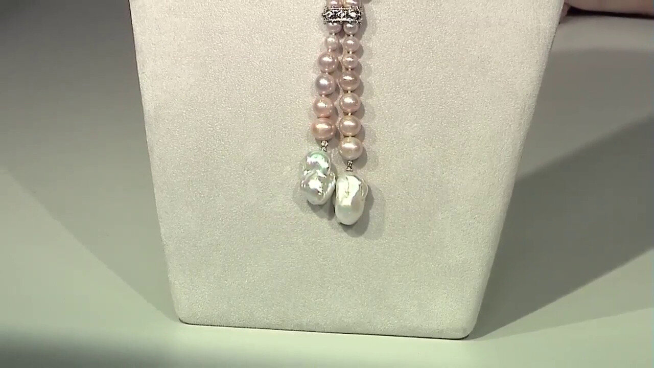Video Zilveren halsketting met zoetwater kweekparels (Dallas Prince Designs)