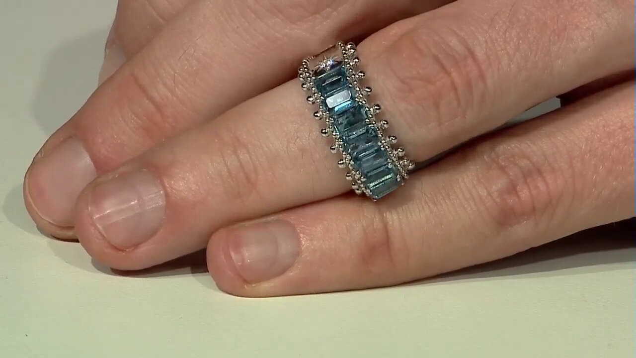 Video Zilveren ring met Londen-blauwe topaasstenen (Dallas Prince Designs)