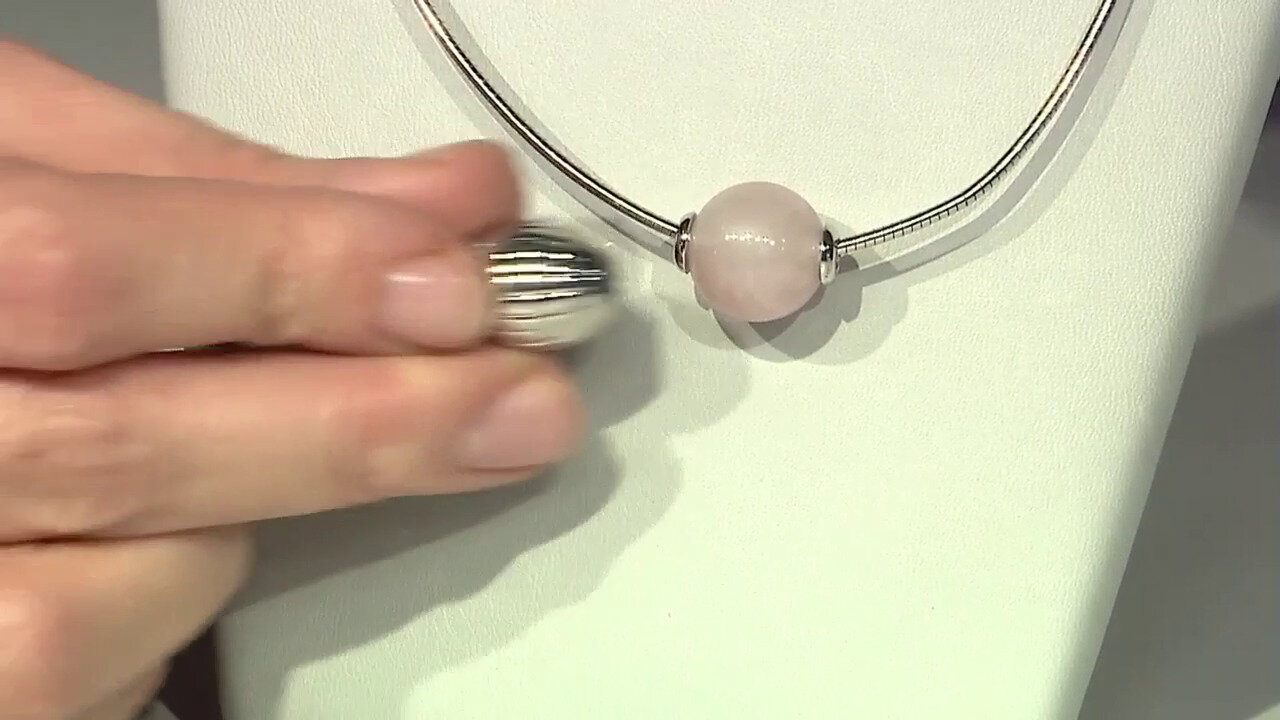 Video Rose Quartz Silver Pendant (MONOSONO COLLECTION)