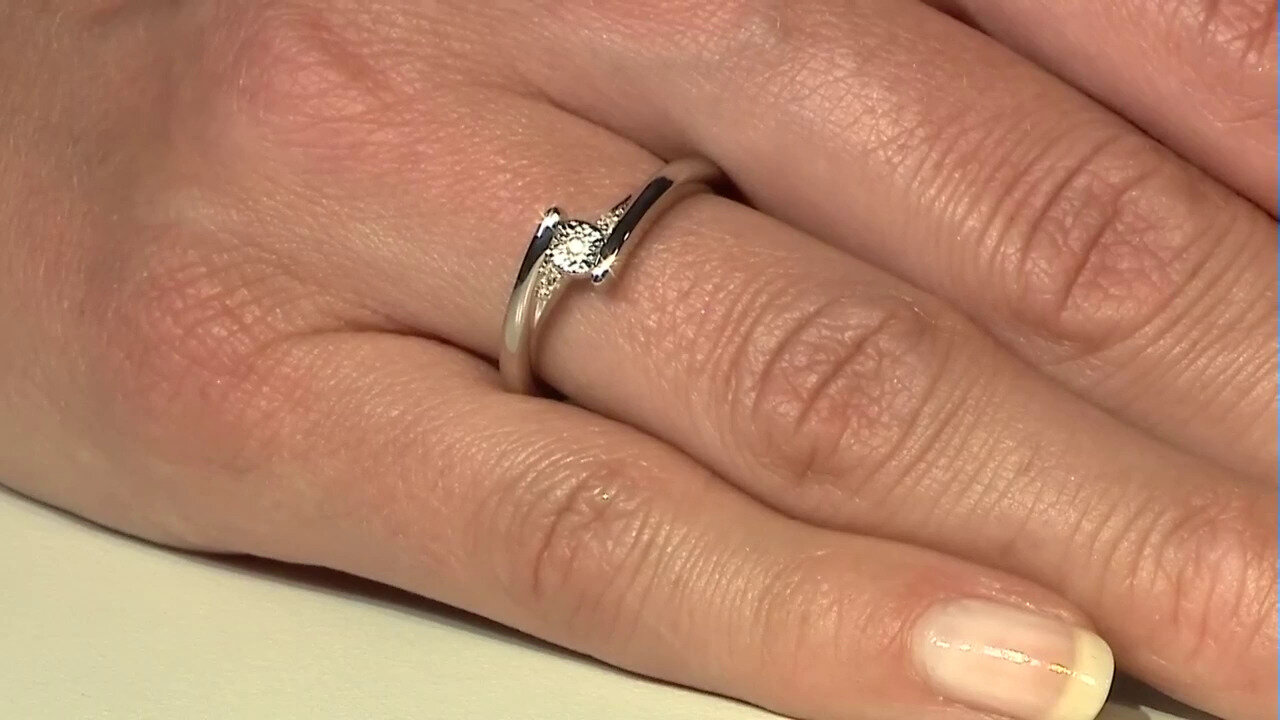 Video Zilveren ring met een PK (J) Diamant