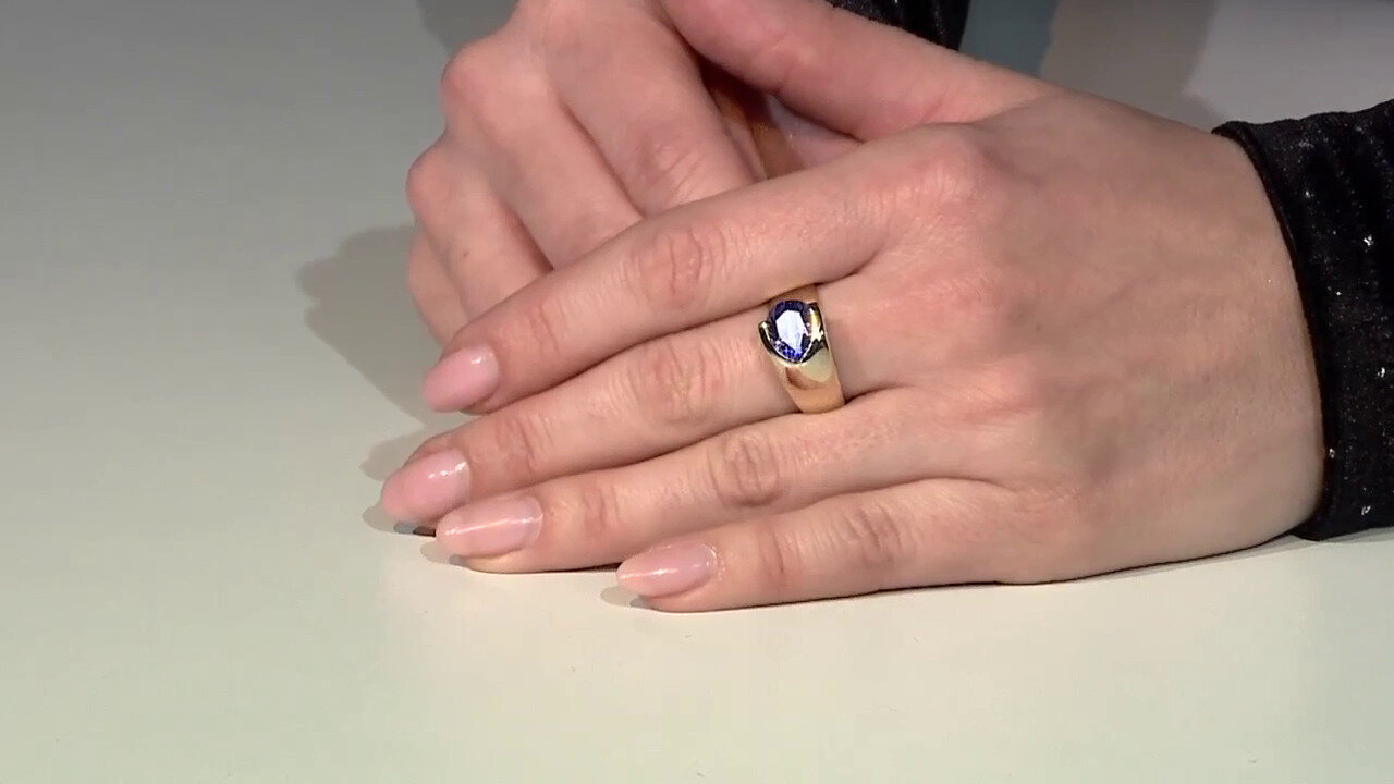 Video 9K AAA Tanzanite Gold Ring (de Melo)