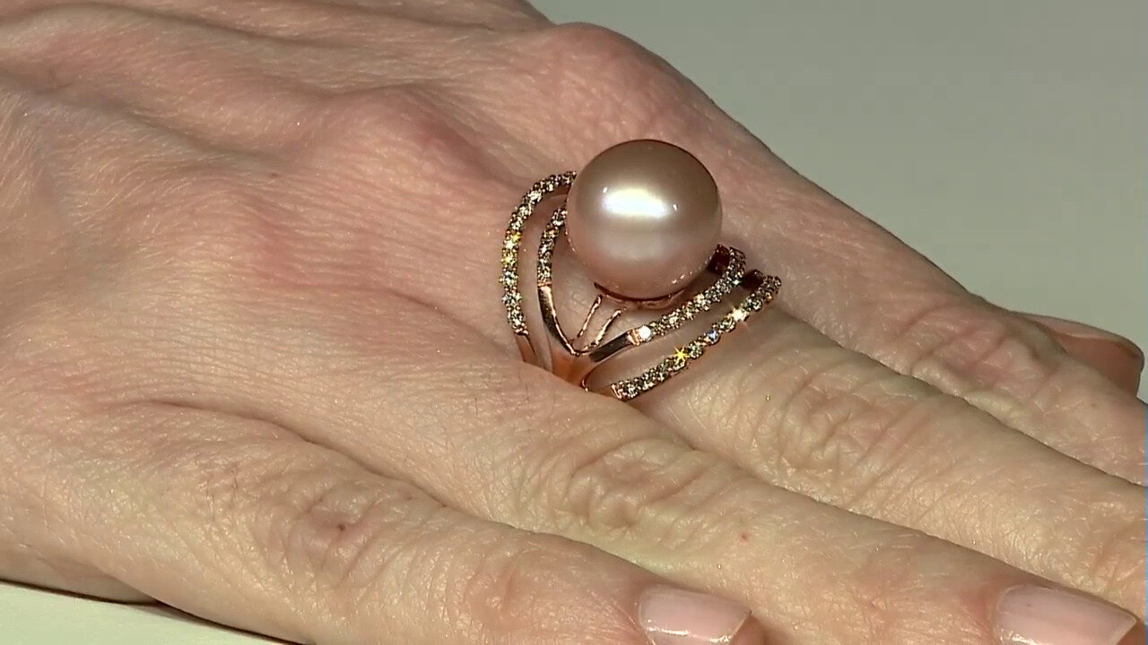 Video 9K Royal Peach Ming Pearl Gold Ring (TPC)