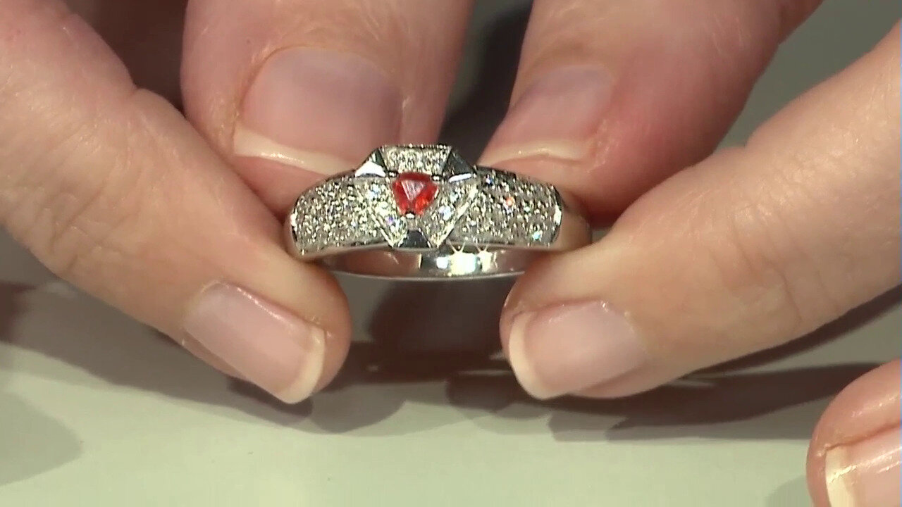 Video Anello placcato in platino con Zaffiro Padparadscha