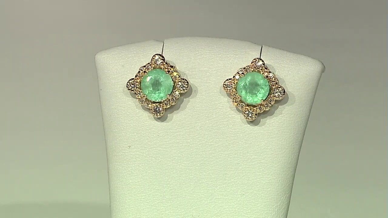 Video 14K Russian Emerald Gold Earrings (AMAYANI)