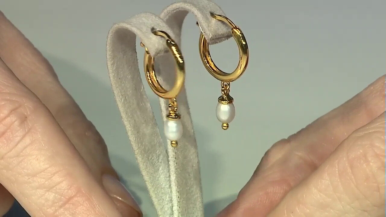 Video Boucles d'oreilles en argent et Perle blanche de culture d'eau douce