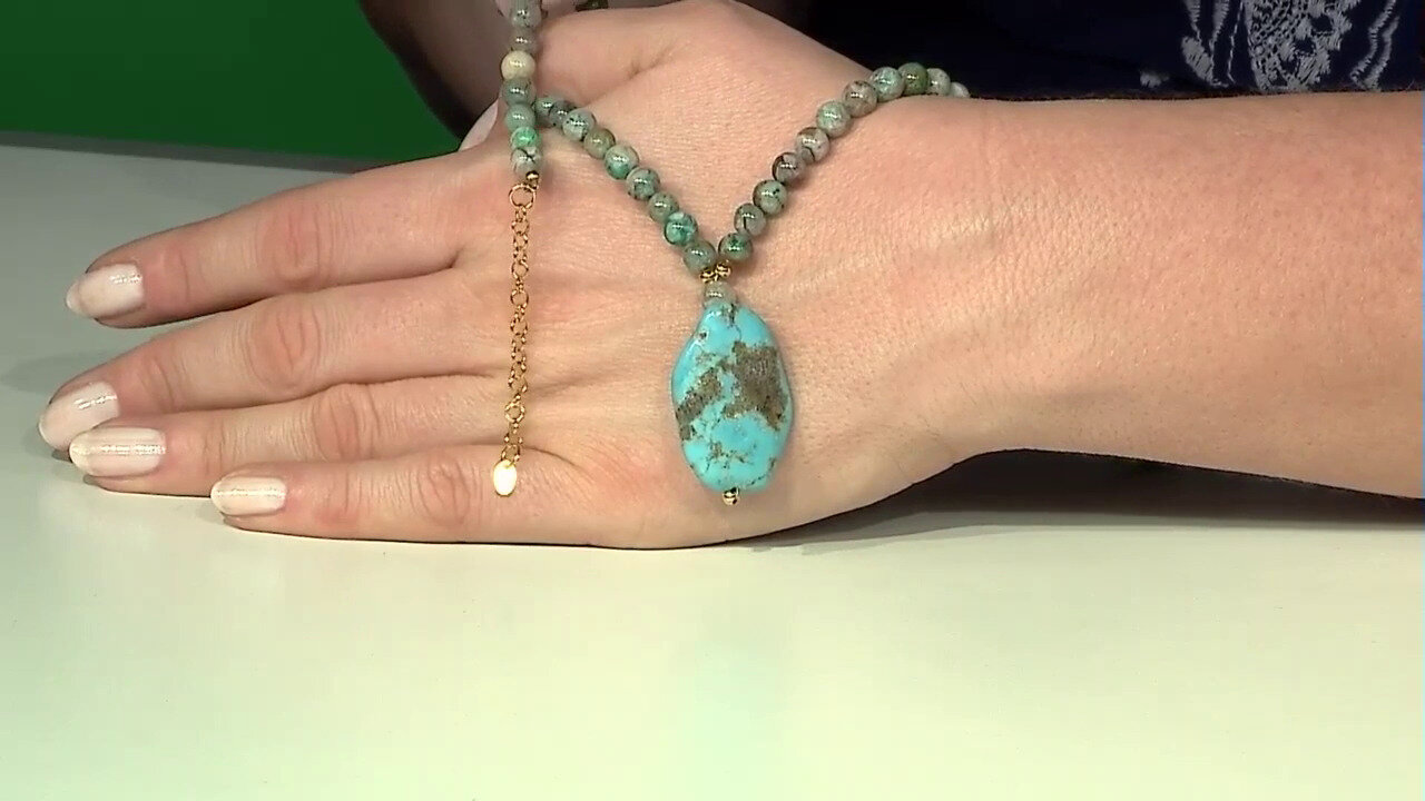 Video Zilveren halsketting met een Morenci turkoois (Riya)