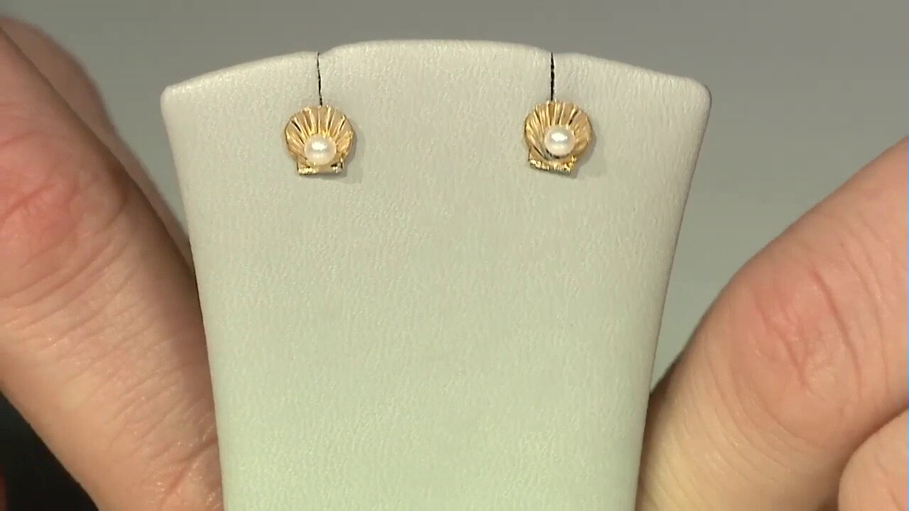 Video 9K Freshwater pearl Gold Earrings