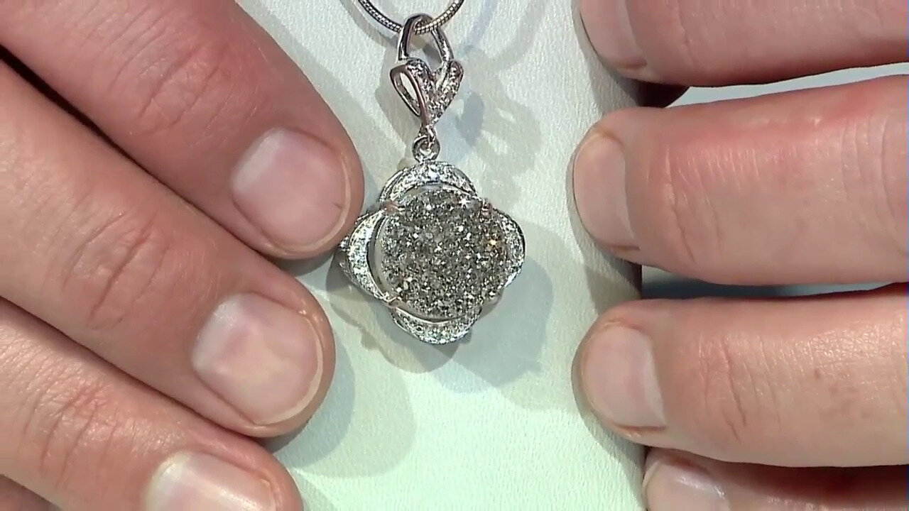 Video Platinum Glitter Quartz Silver Pendant