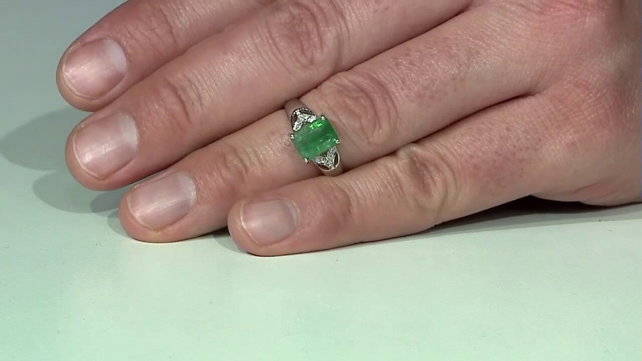 Video Anillo en plata con Esmeralda de Bahía