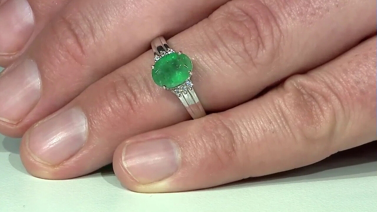 Video Anillo en plata con Esmeralda de Bahía