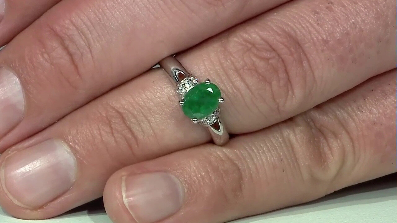Video Anillo en plata con Esmeralda de Bahía