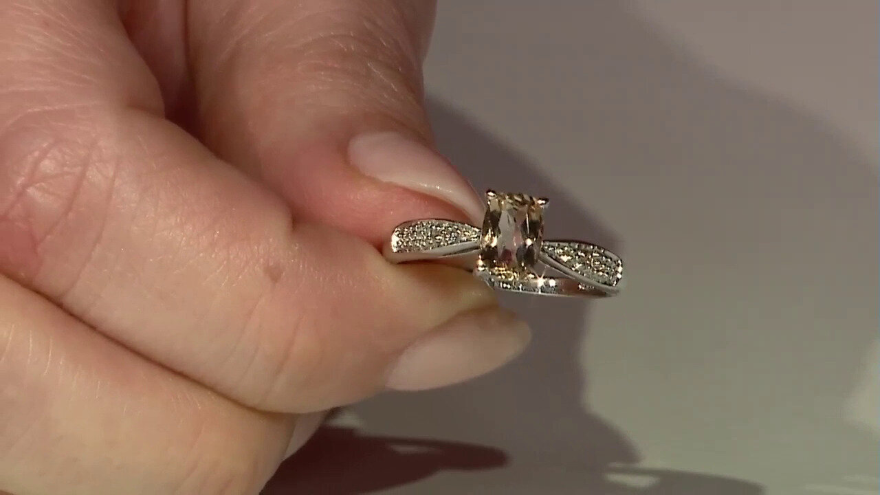 Video Zilveren ring met een champagne kwarts