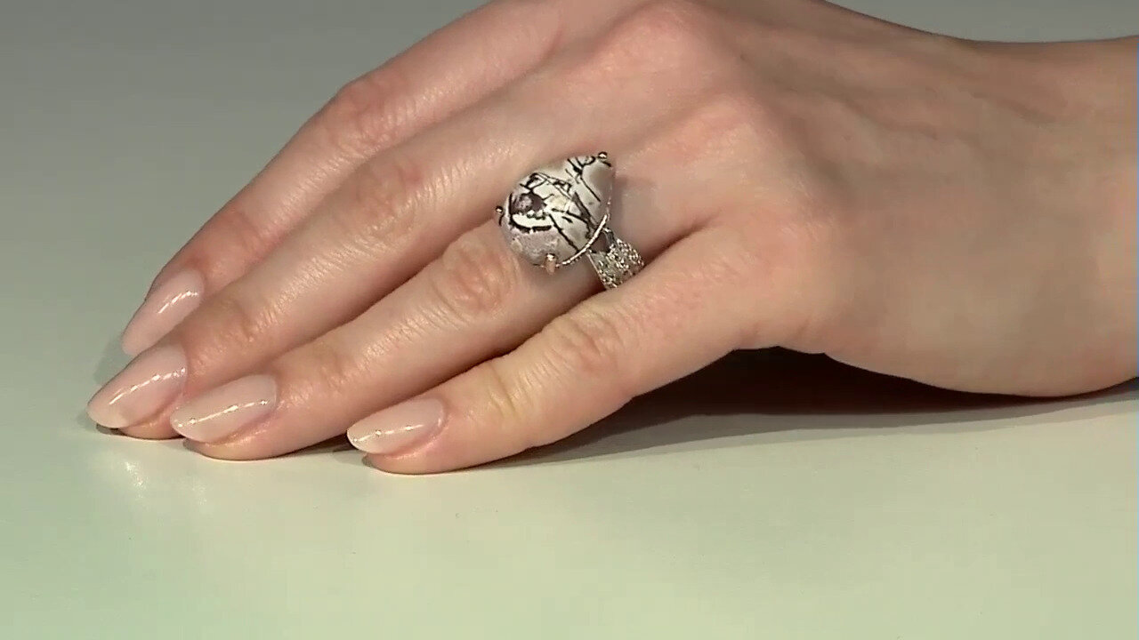 Video Bague en argent et Jaspe dendritique de Sonora