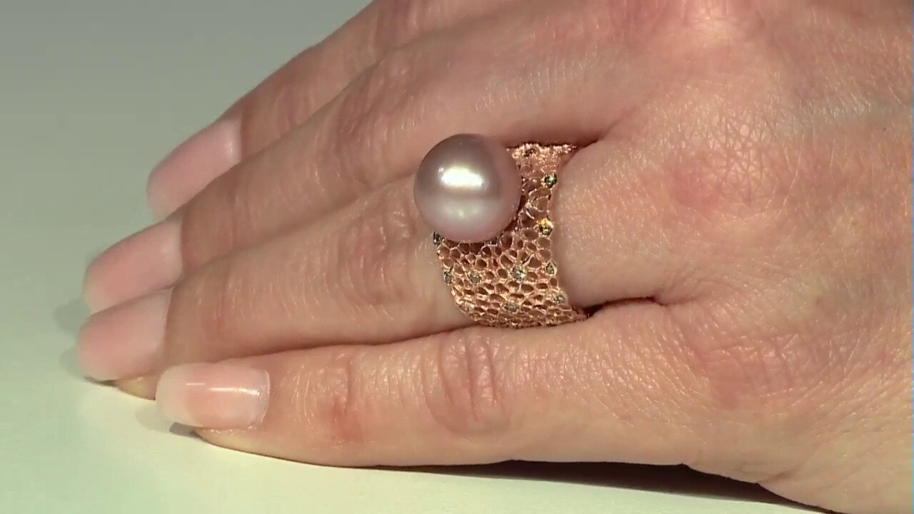 Video Gouden ring met een Royal Pink Ming Parel (TPC)