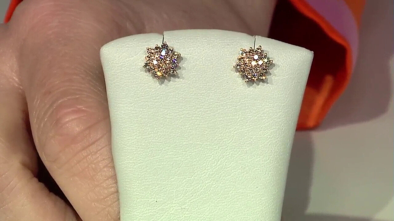Video 9K SI1 Argyle Rose De France Diamond Gold Earrings (Annette)