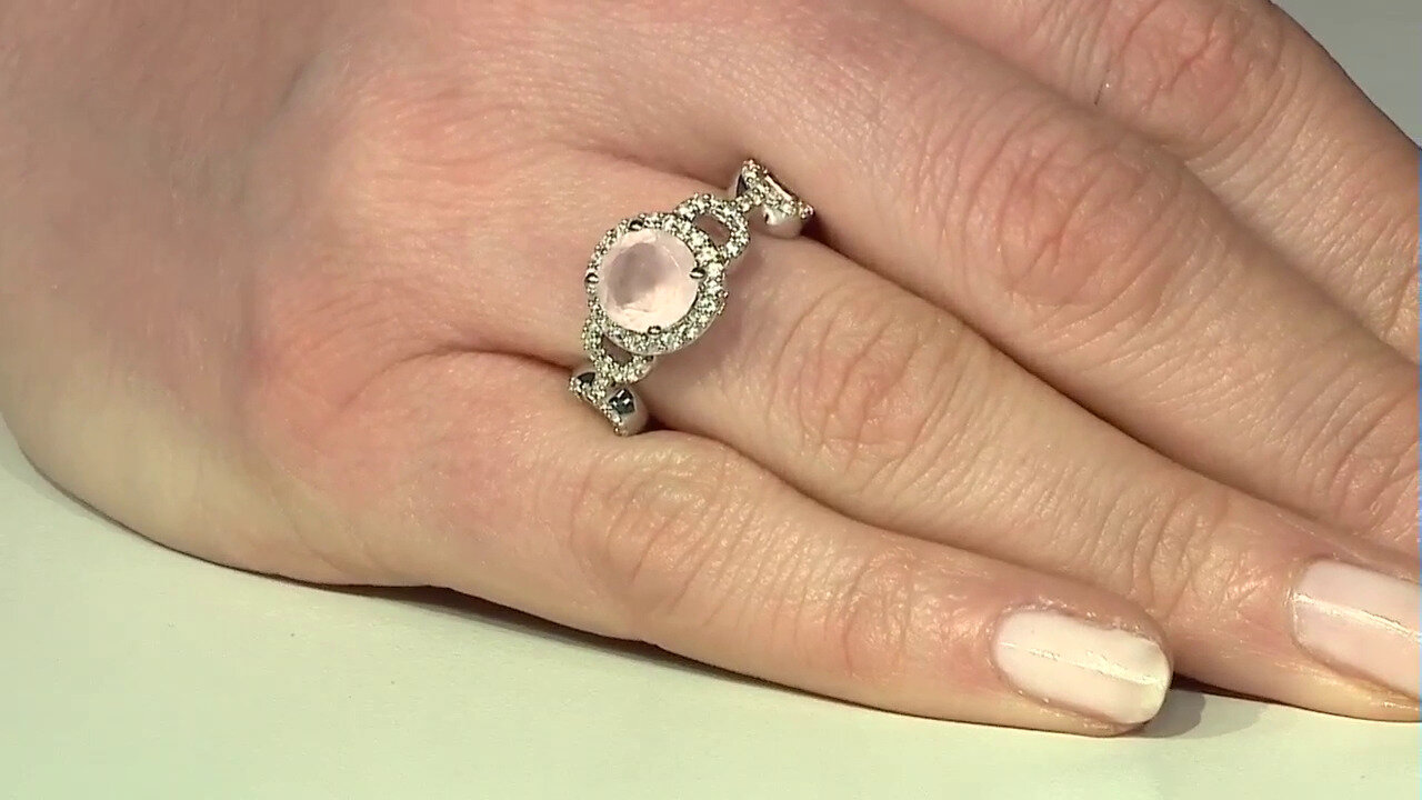 Video Rose Quartz Silver Ring