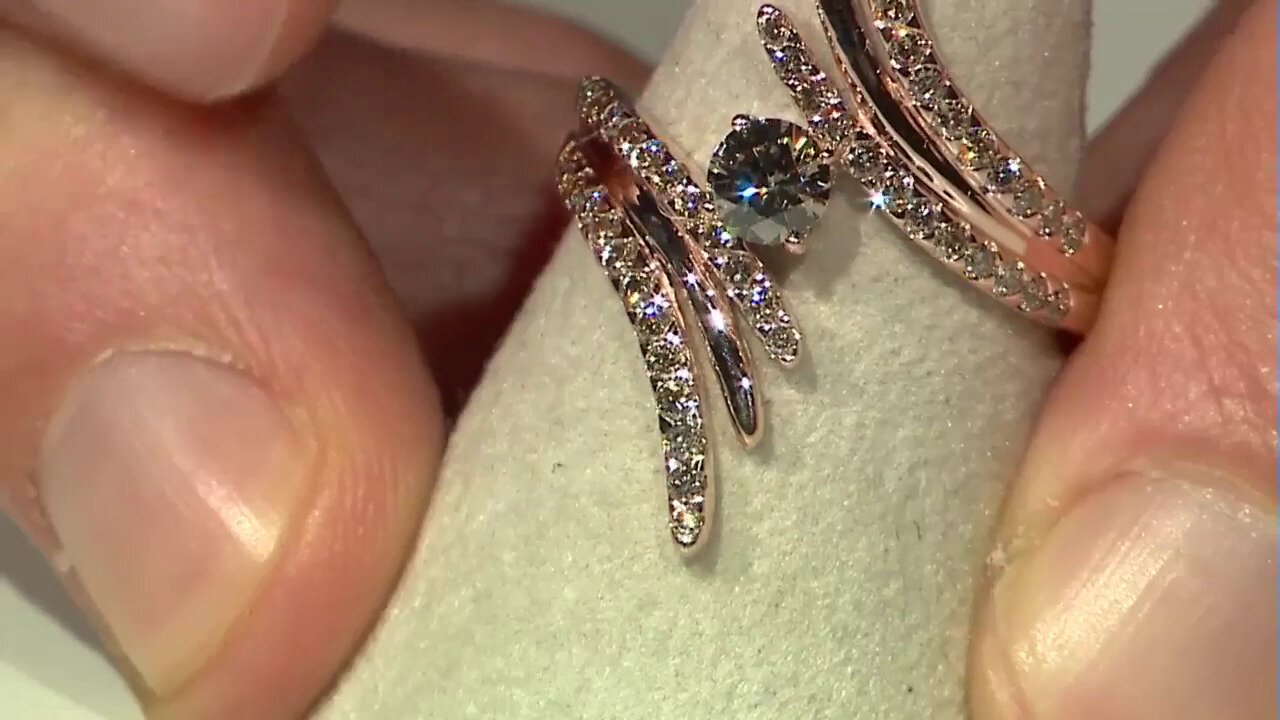 Video 14K VS1 Argyle Rose De France Diamond Gold Ring (Annette)