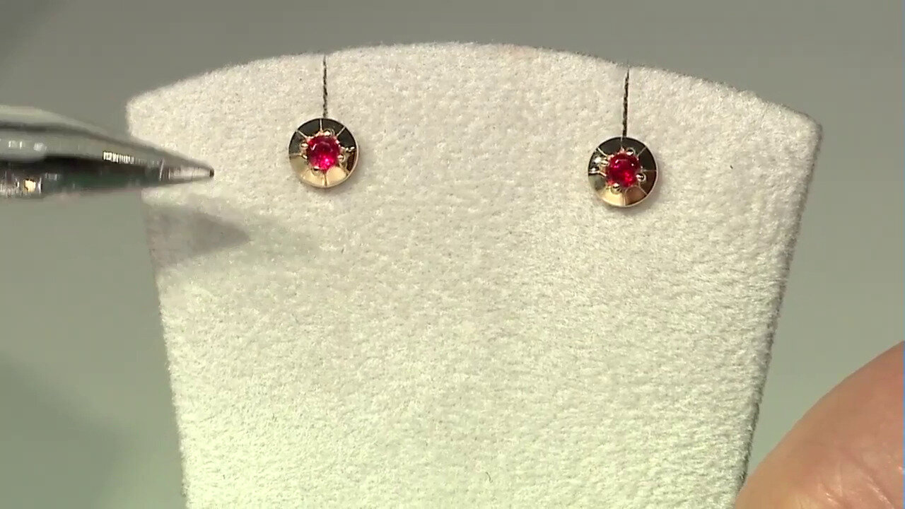 Video 14K Red Beryl Gold Earrings