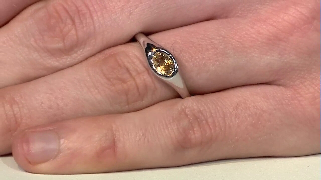 Video Zilveren ring met een kanariegele zirkoon