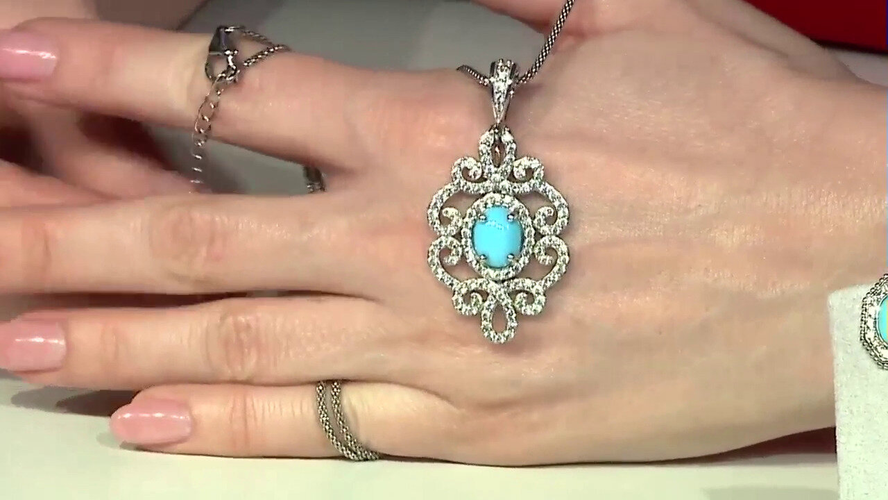 Video Sleeping Beauty Turquoise Silver Necklace (Dallas Prince Designs)