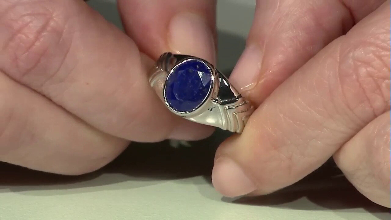 Video Zilveren ring met een lapis lazuli