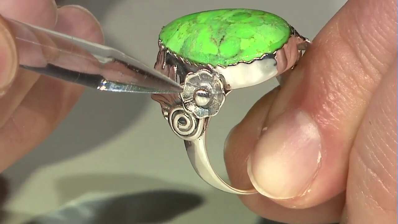 Video Zilveren ring met een Groene Kingman Mohave Turkoois (Art of Nature)