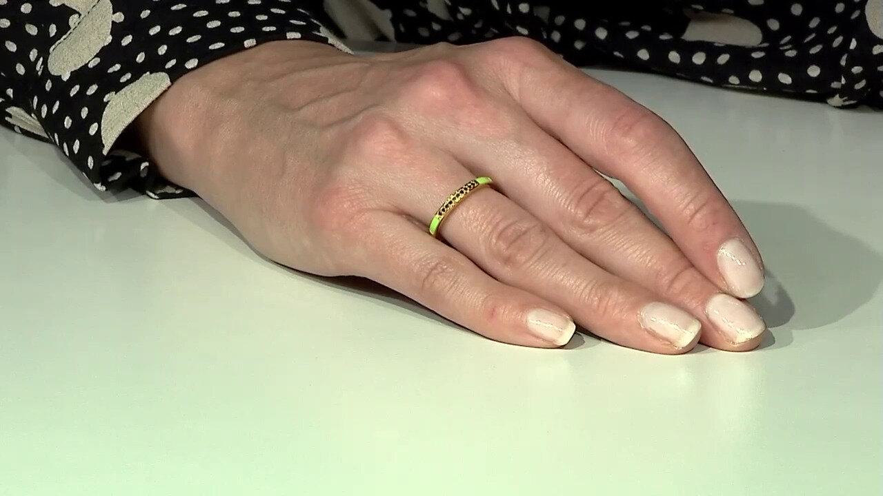 Video Zilveren ring met I3 Groene Diamanten