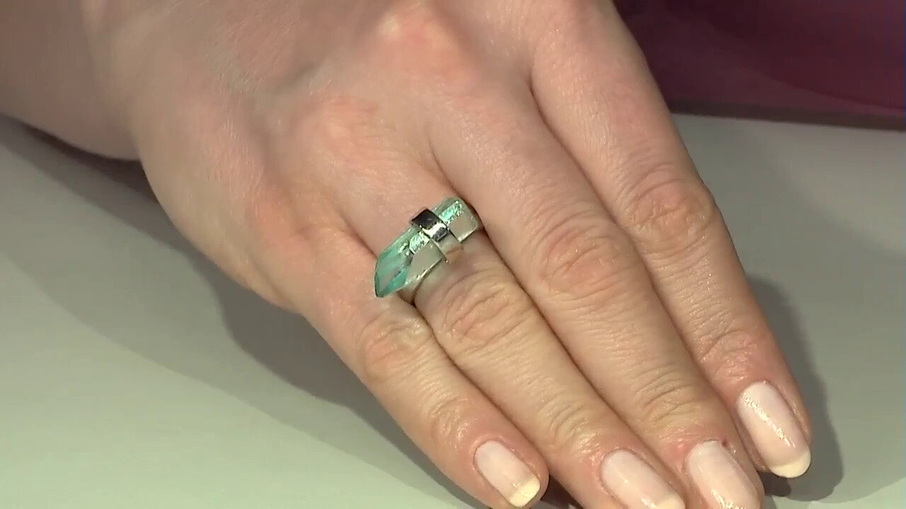 Video Zilveren ring met een Hemelblauwe kwarts (MONOSONO COLLECTION)