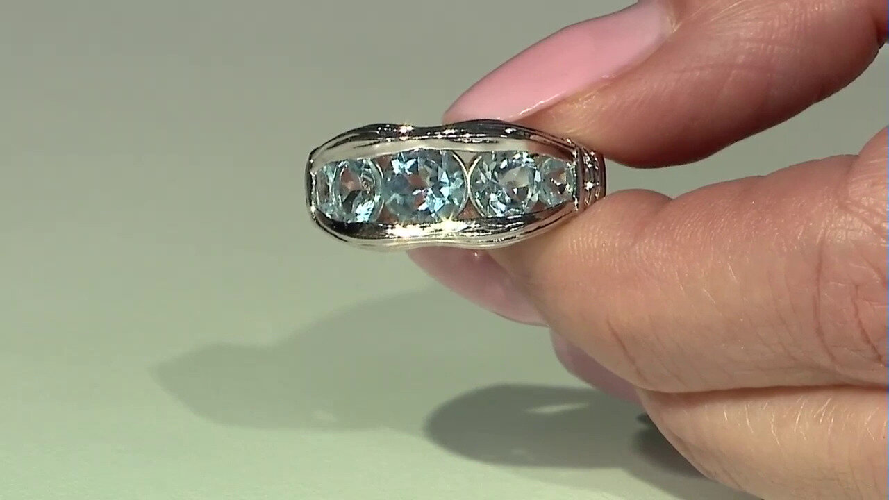 Video Zilveren ring met een hemel-blauwe topaas (SAELOCANA)