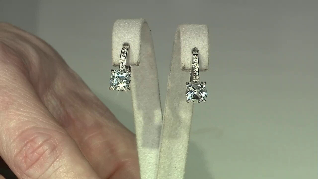 Video White Topaz Silver Earrings