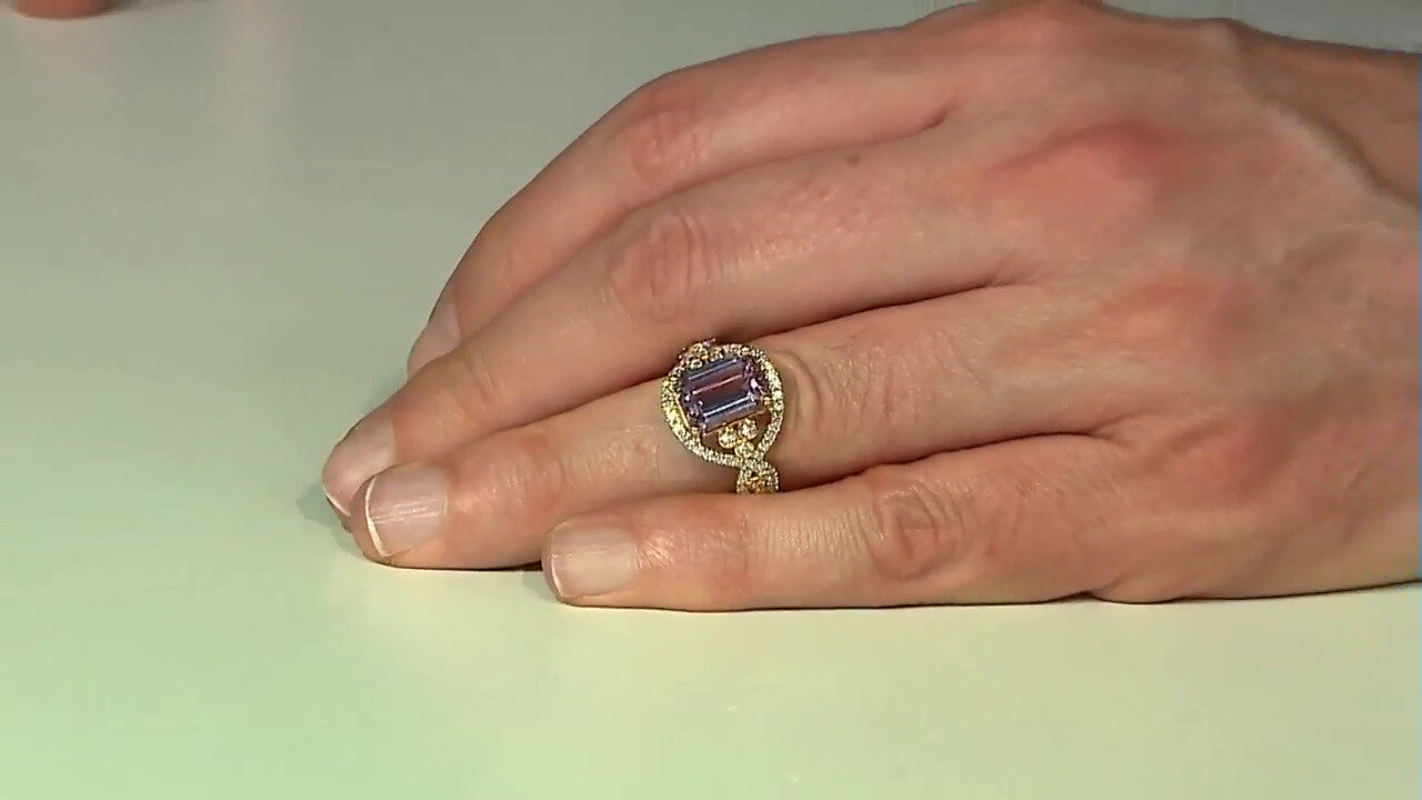Video Gouden ring met een Roze diaspoor (AMAYANI)
