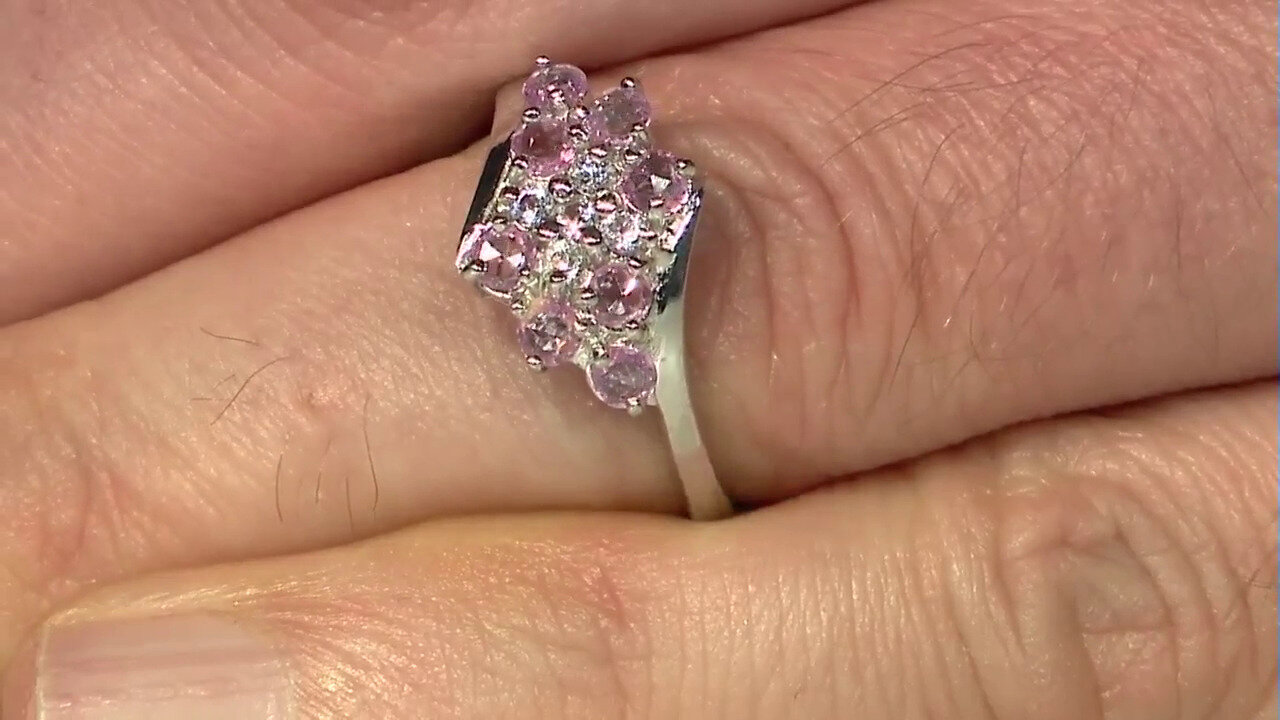 Video Anello in argento con Zaffiro Rosa
