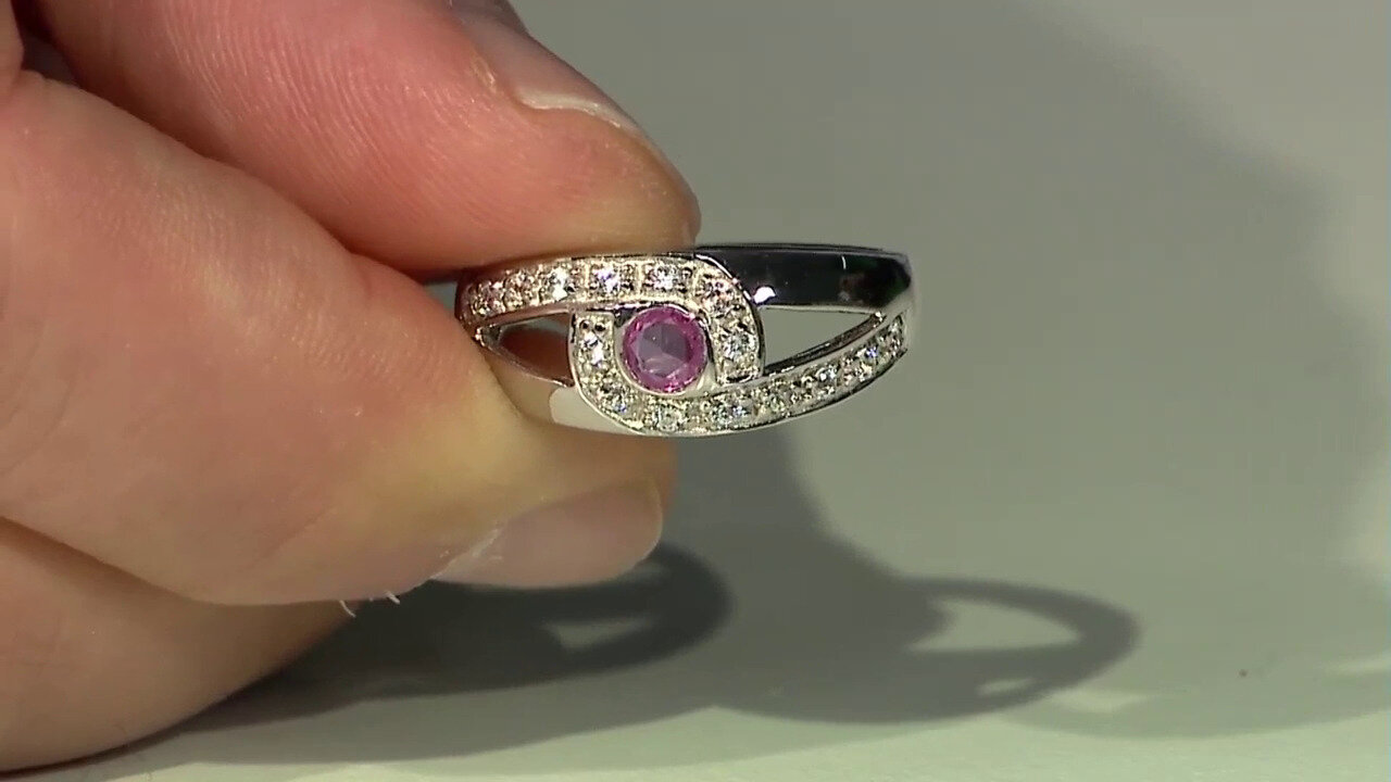 Video Pink Sapphire Silver Ring