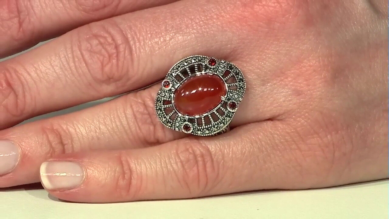 Video Zilveren ring met een carneool (Annette classic)