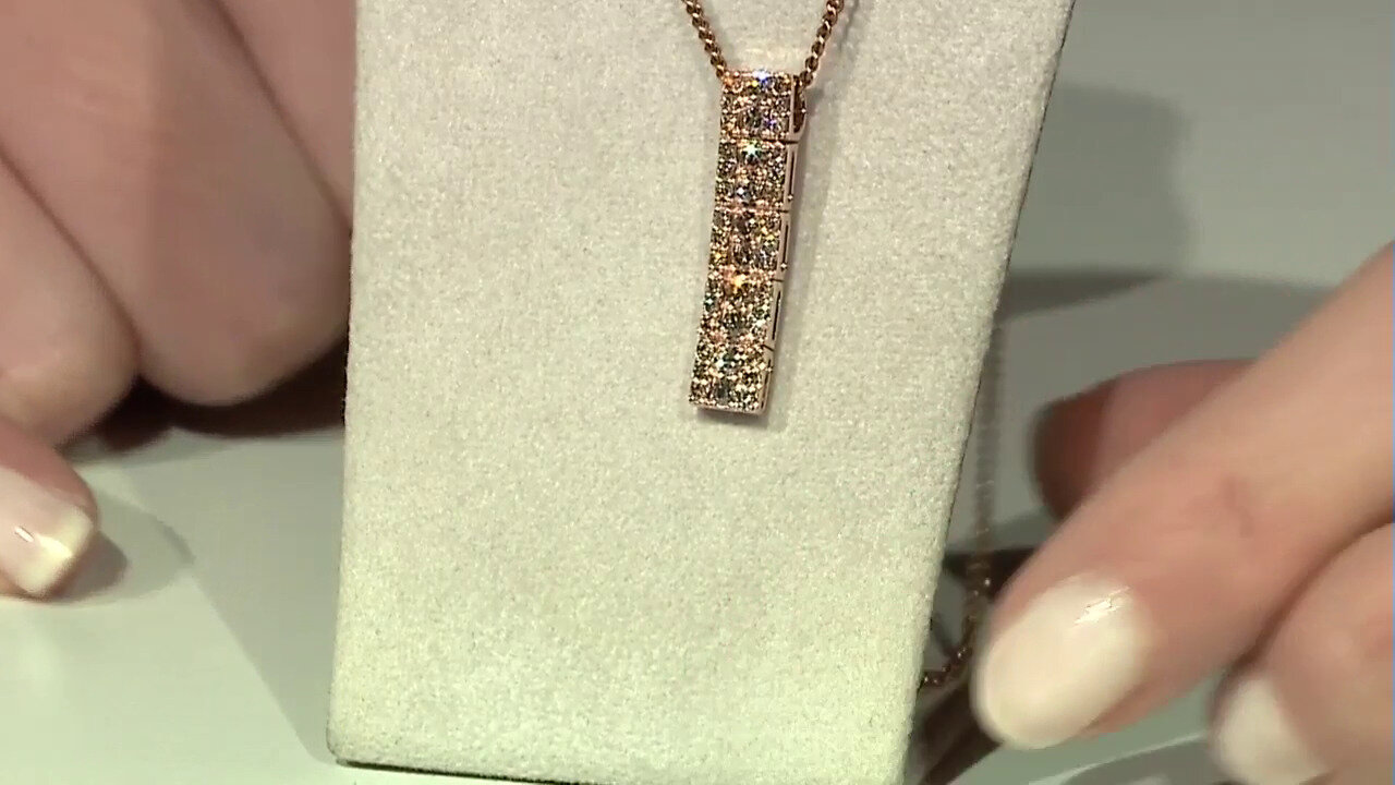 Video 14K SI1 Argyle Rose De France Diamond Gold Pendant (Annette)