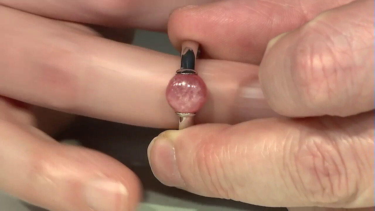 Video Zilveren ring met een rhodochrosiet