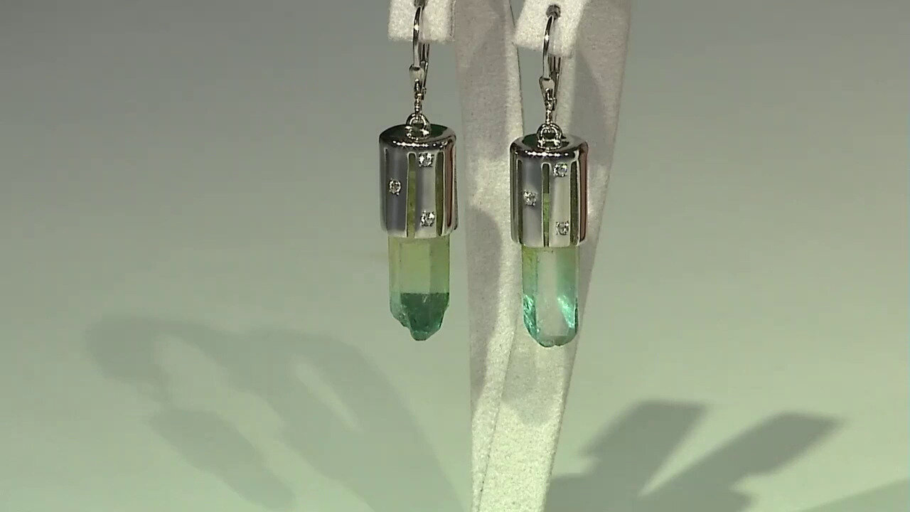 Video Zilveren oorbellen met meerkleurige-kwartskristallen (MONOSONO COLLECTION)