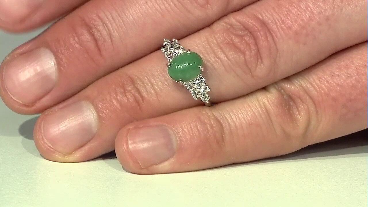Video Zilveren ring met een keizerlijk chrysopraas