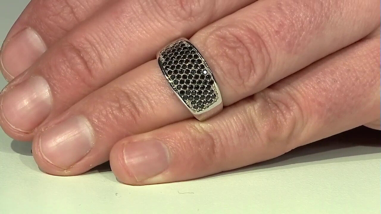 Video Zilveren ring met zwarte spinelstenen