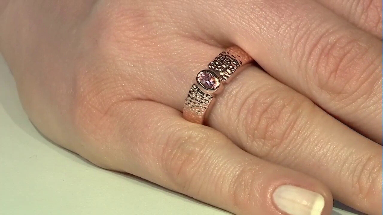 Video Zilveren ring met een roze toermalijn