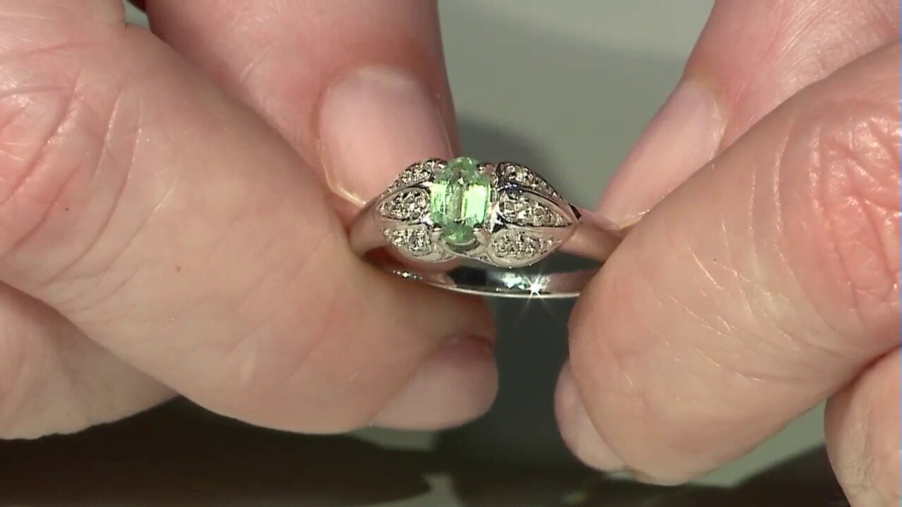 Video Zilveren ring met een Munt Kyaniet