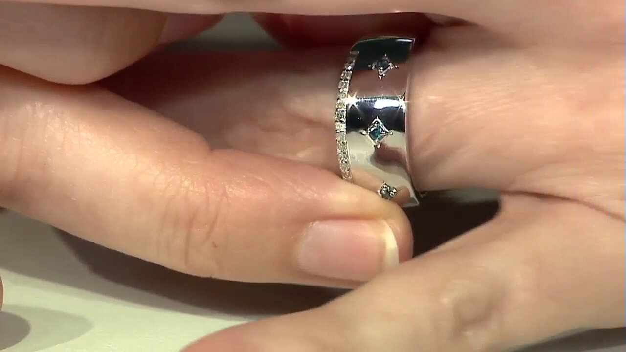 Video Blauer I3 Brillant-Silberring