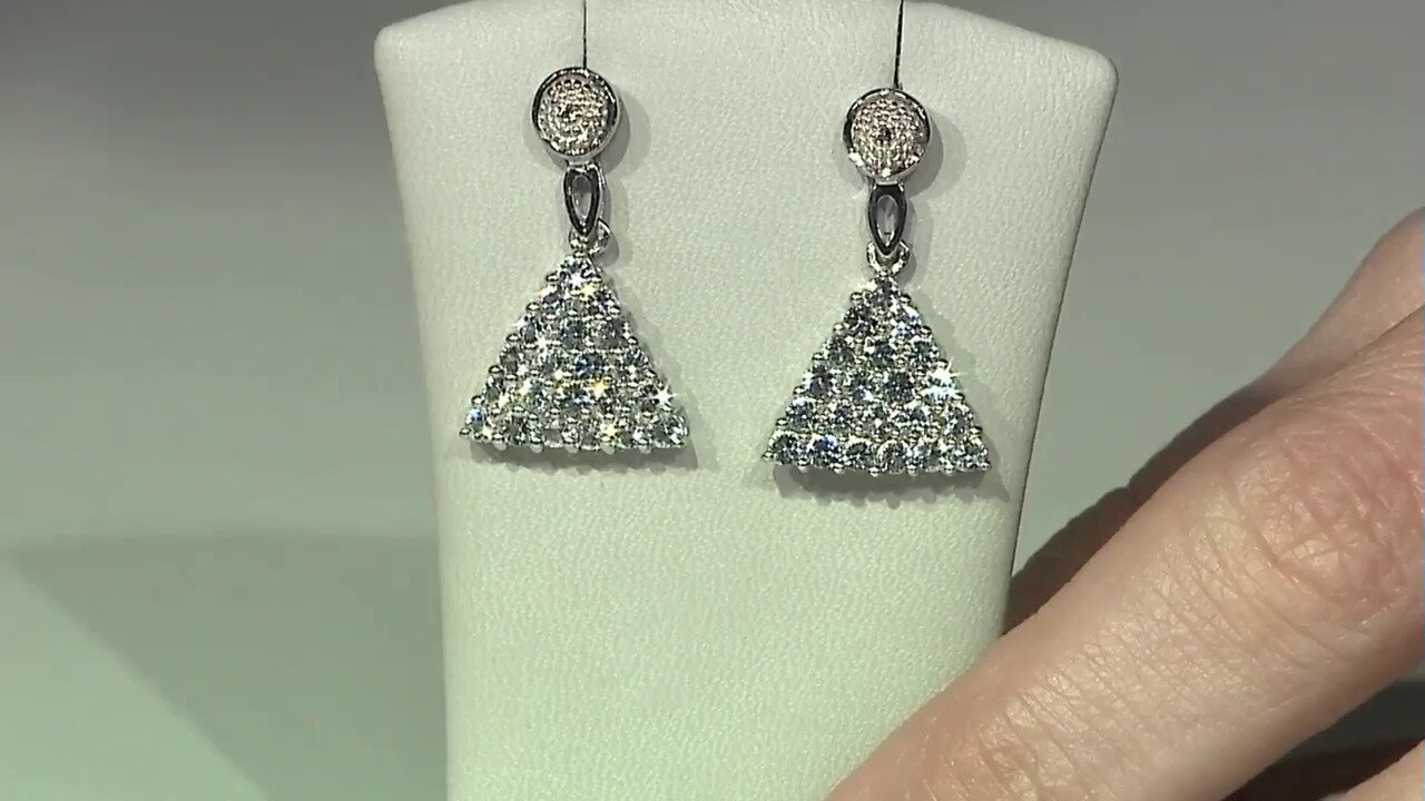 Video White Topaz Silver Earrings