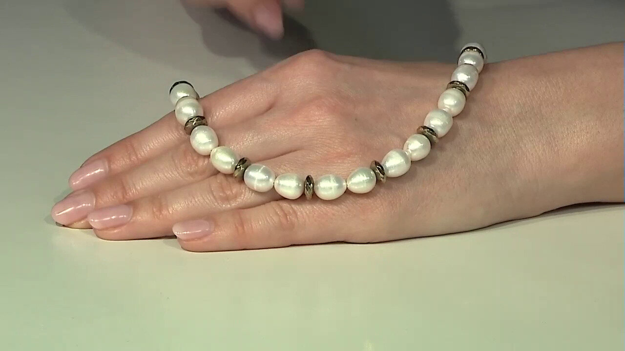 Video Zilveren halsketting met Gouden Hematieten (TPC)