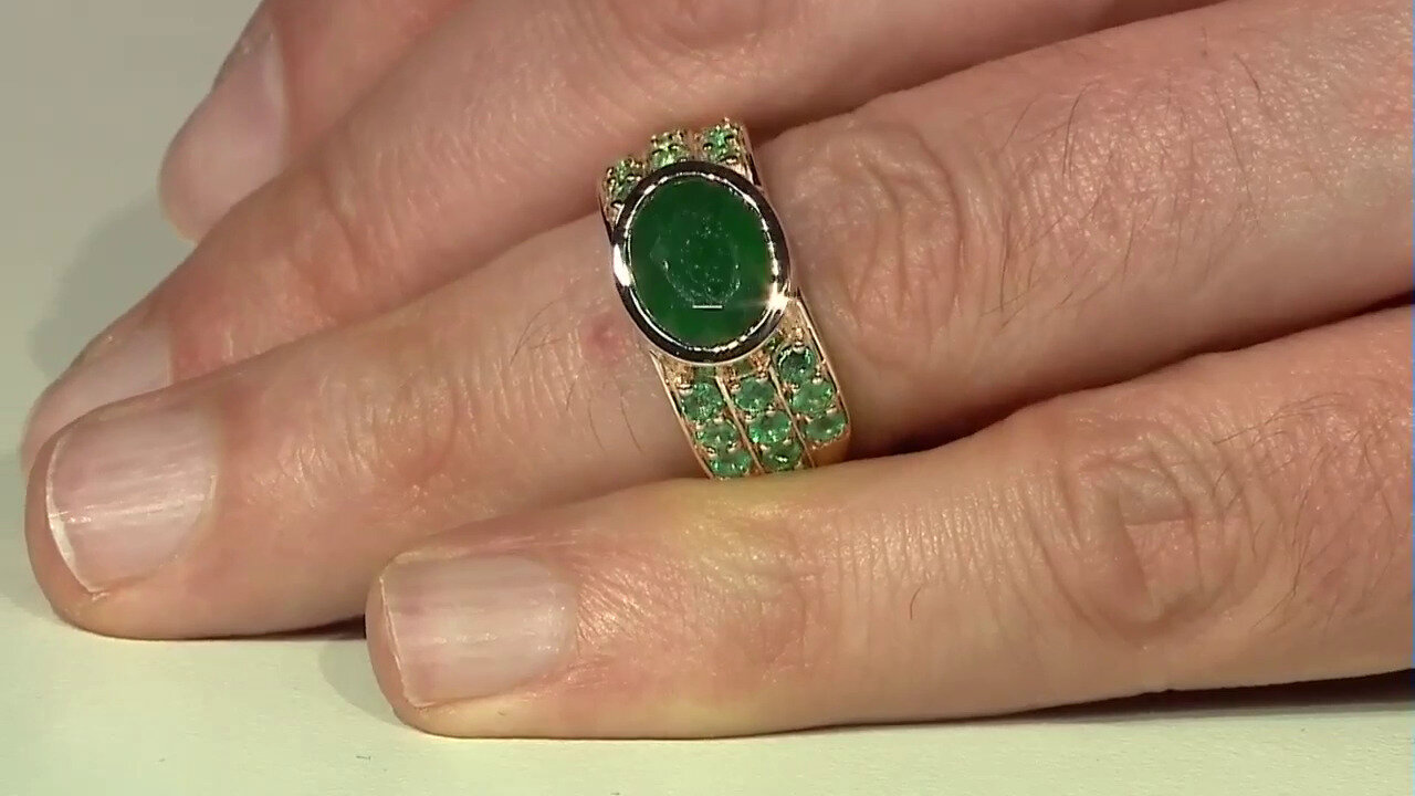Video 9K Brazilian Emerald Gold Ring (KM by Juwelo)