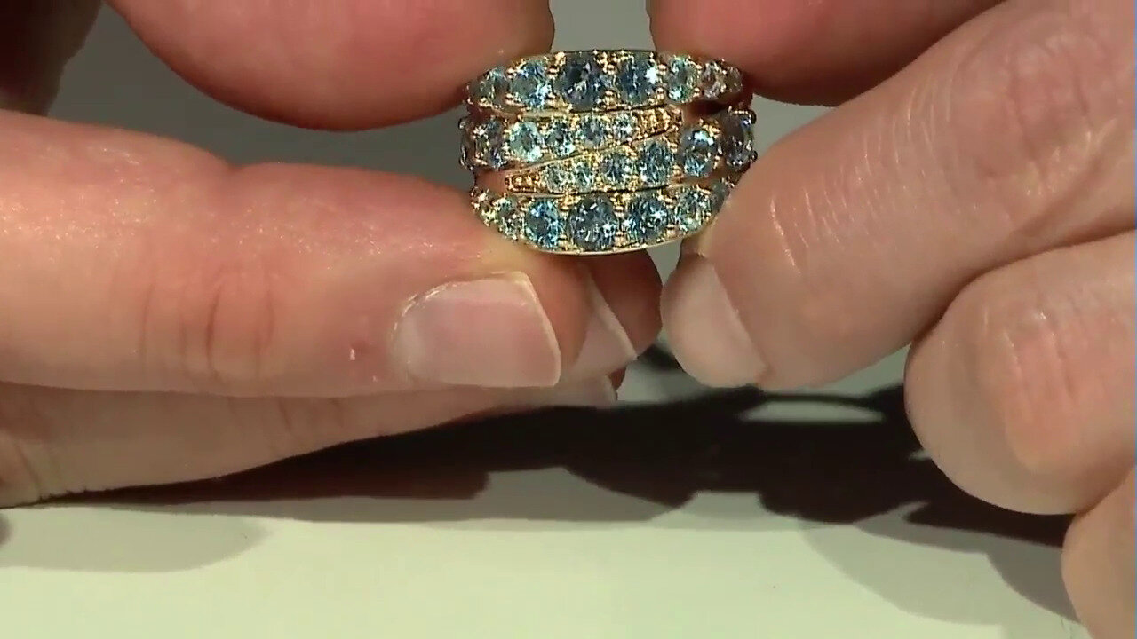 Video Gouden ring met Londen-blauwe topaasstenen (KM by Juwelo)